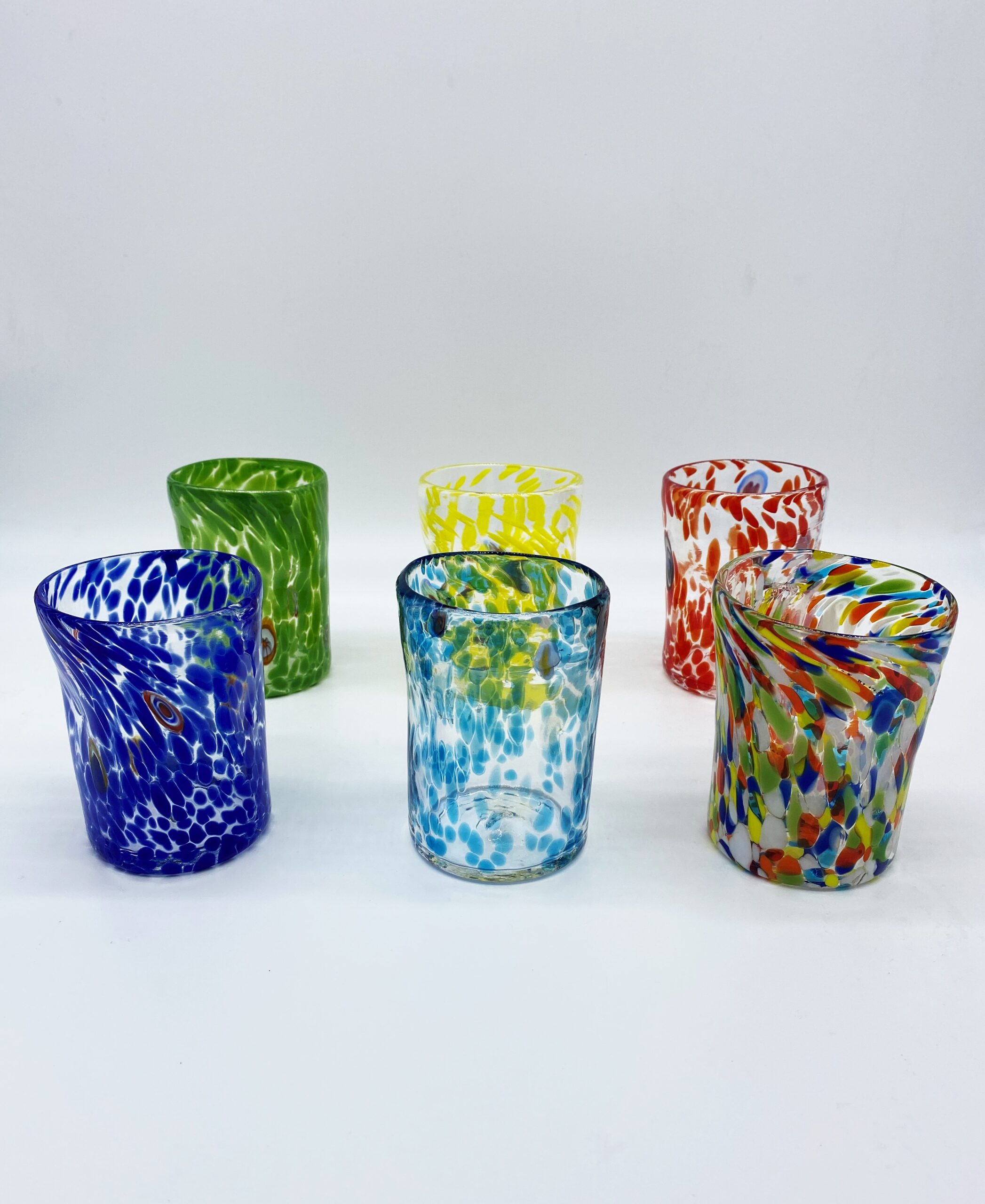 Bicchiere di Murano -Goto – Set 6 Pezzi – Fondo Cristallo e 6 colori diversi
