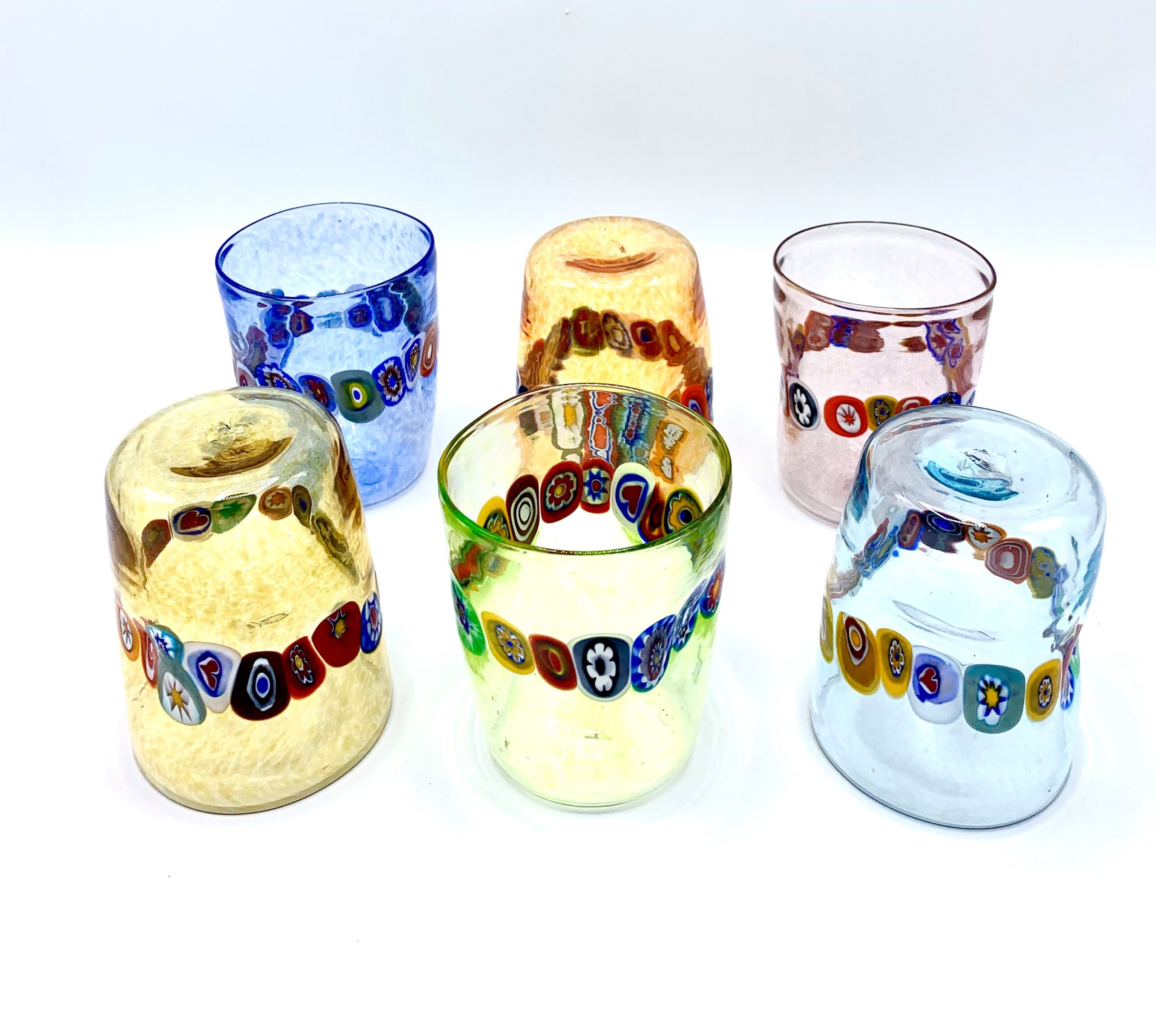 Set 12 Pezzi – Bicchiere di Murano – Fascia Murrine – Misura Grande Prezzo  unico