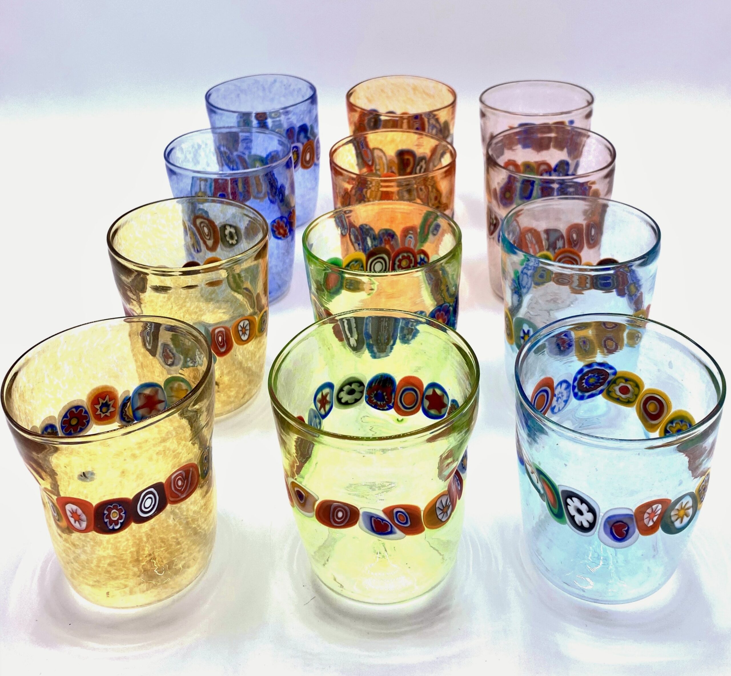 Set 12 Pezzi – Bicchiere di Murano – Fascia Murrine – Misura Grande Prezzo  unico - Murano in Web